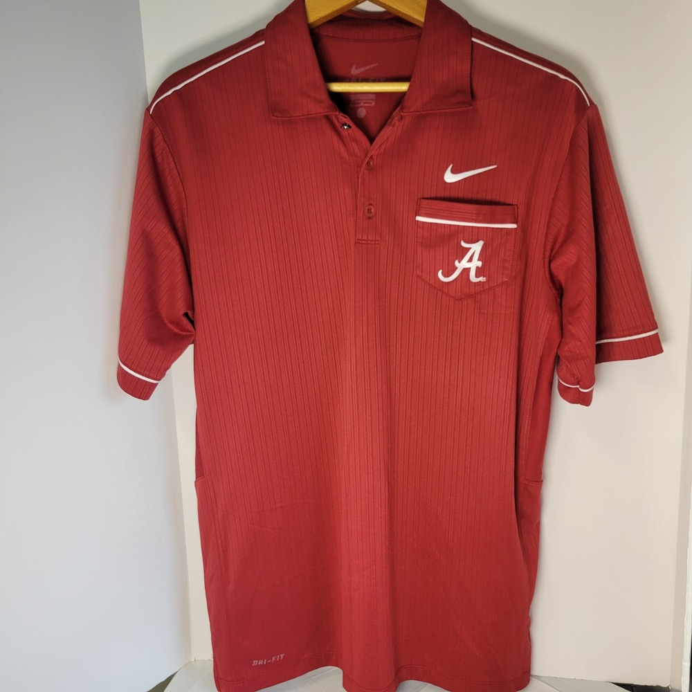 Nike Alabama Crimson Tide Dri-FIT Polo Shirt Mens Red Short Sleeve Pocket M